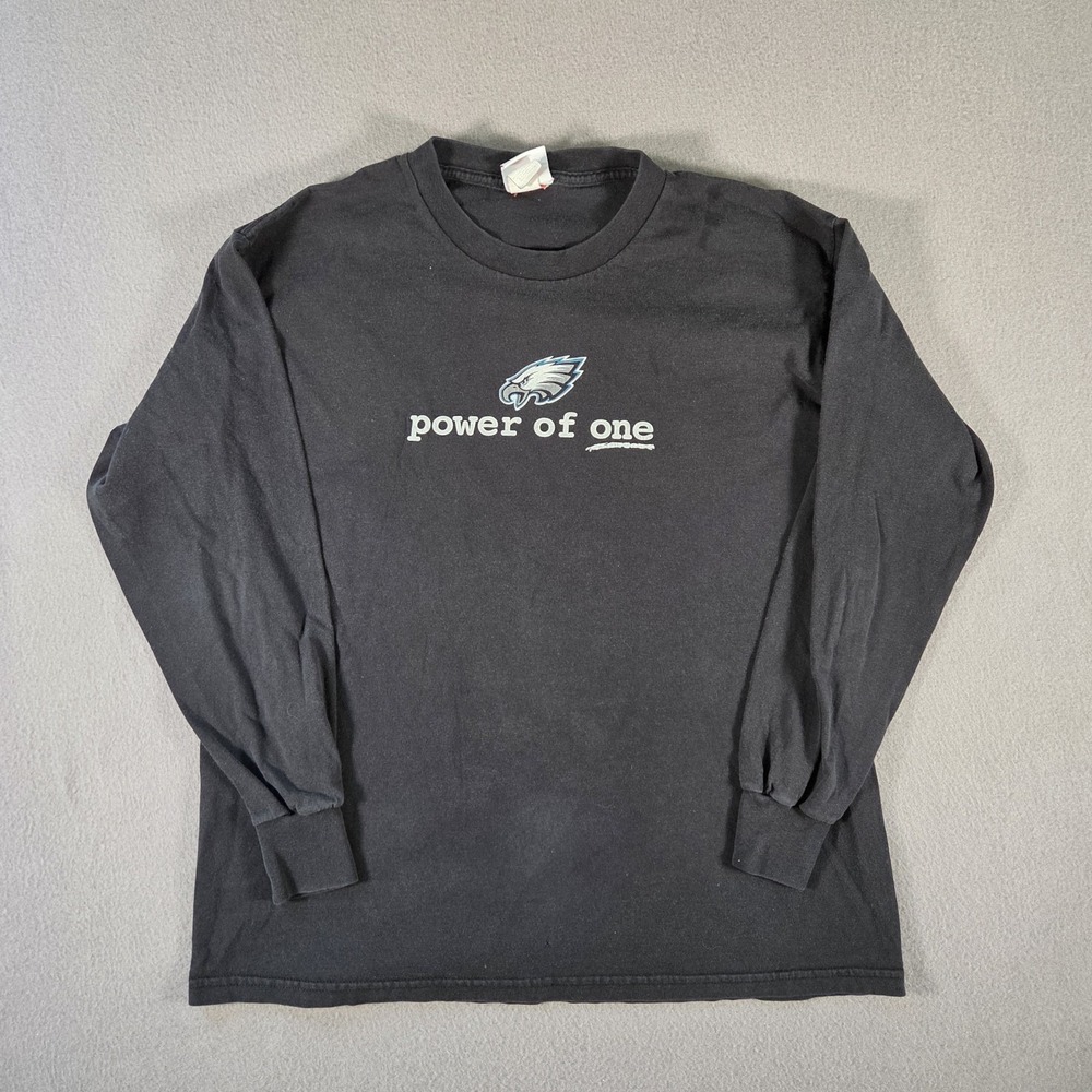 Vintage Philadelphia Eagles Shirt Mens Large NFL Power of One Long Sleeve